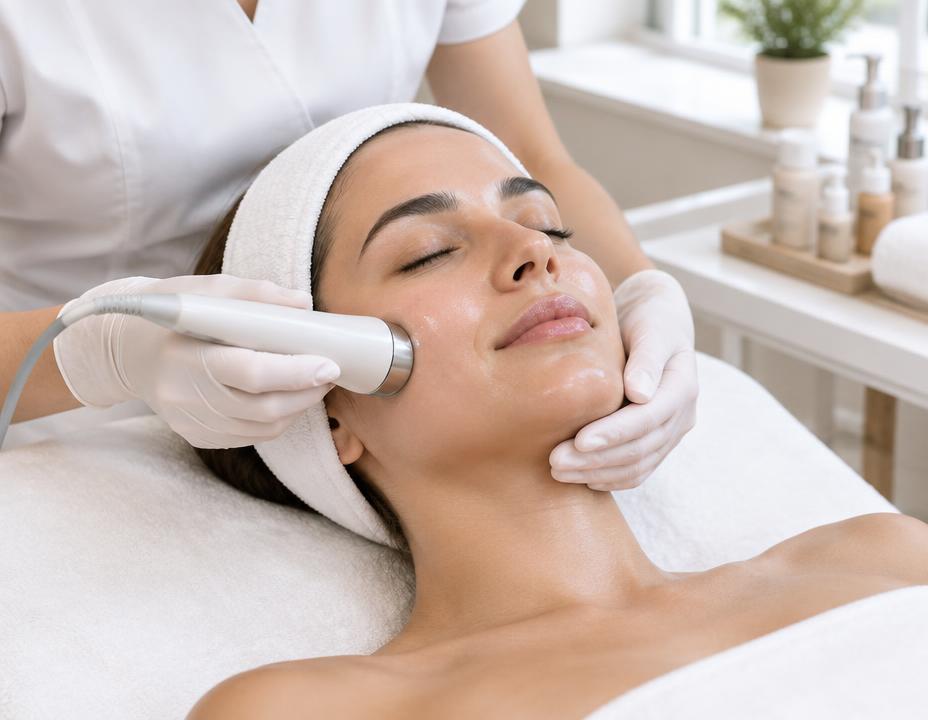 A hydrafacial treatment at a studio